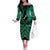 Personalised Aotearoa Matariki Off The Shoulder Long Sleeve Dress Green Fern Maori Poutama