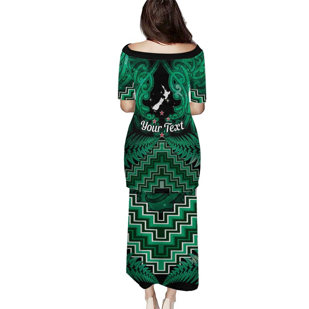 Personalised Aotearoa Matariki Puletasi Green Fern Maori Poutama