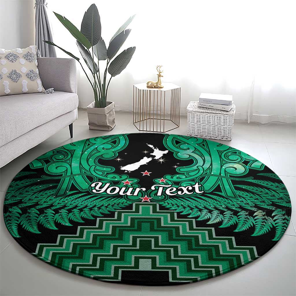 Personalised Aotearoa Matariki Round Carpet Green Fern Maori Poutama