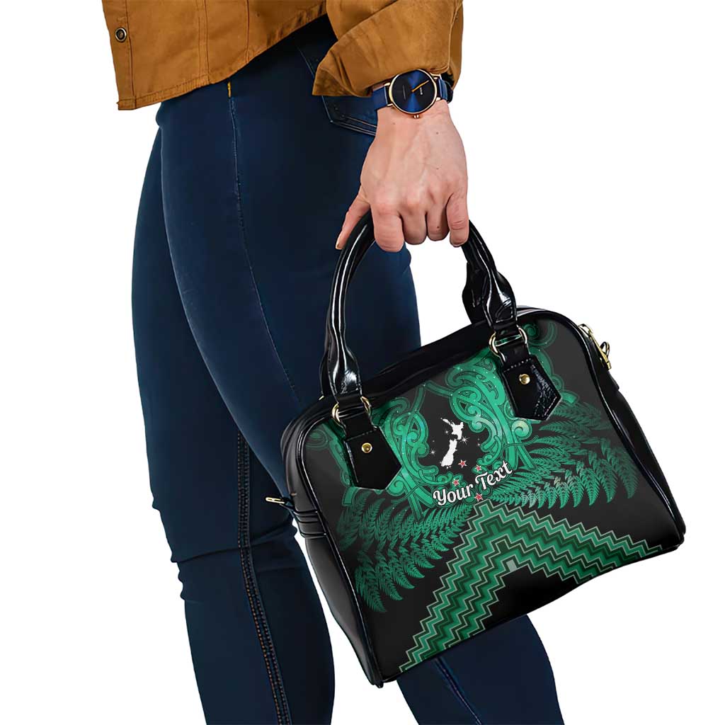 Personalised Aotearoa Matariki Shoulder Handbag Green Fern Maori Poutama