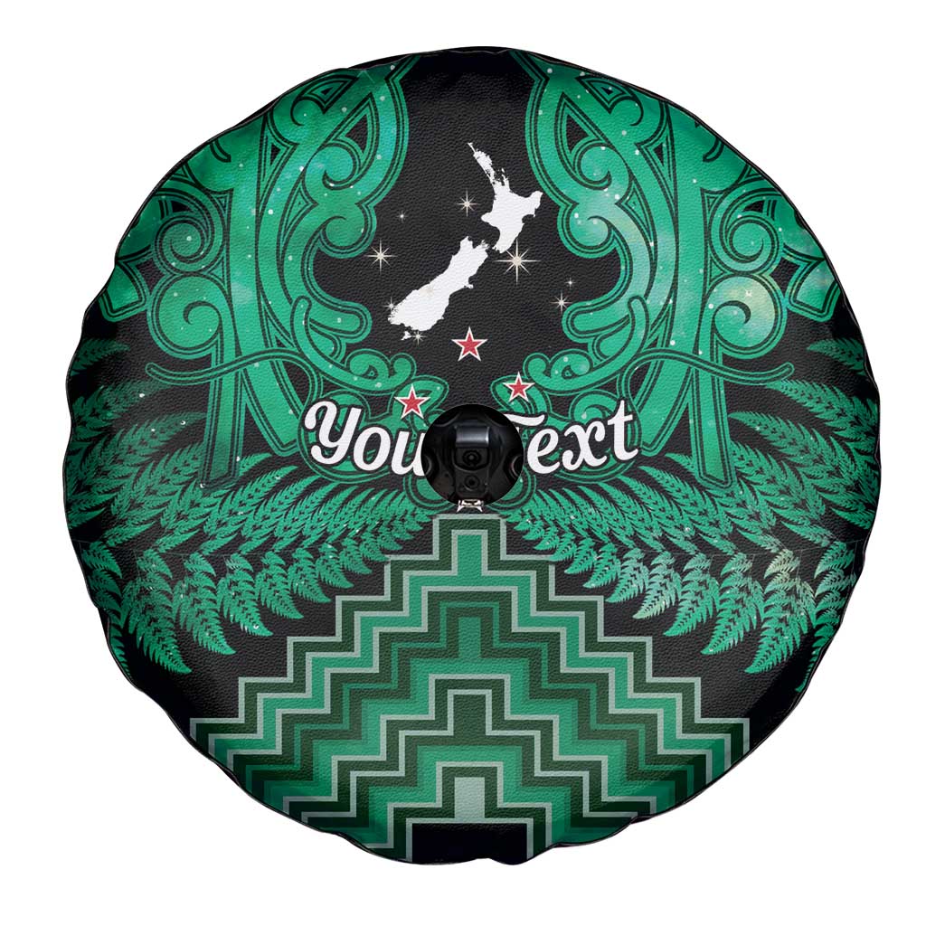 Personalised Aotearoa Matariki Spare Tire Cover Green Fern Maori Poutama