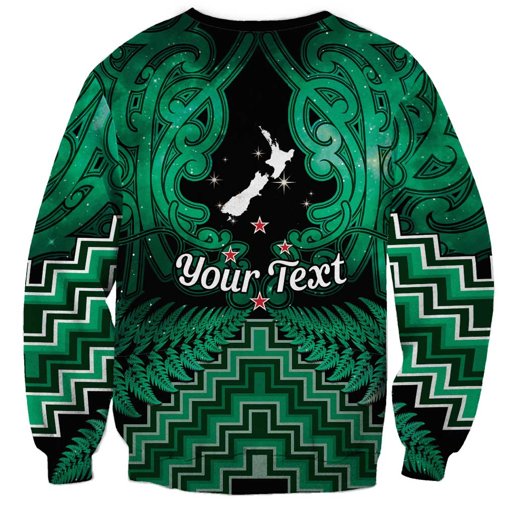 Personalised Aotearoa Matariki Sweatshirt Green Fern Maori Poutama