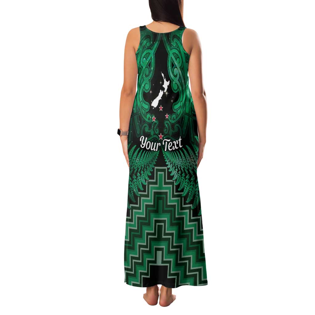 Personalised Aotearoa Matariki Tank Maxi Dress Green Fern Maori Poutama