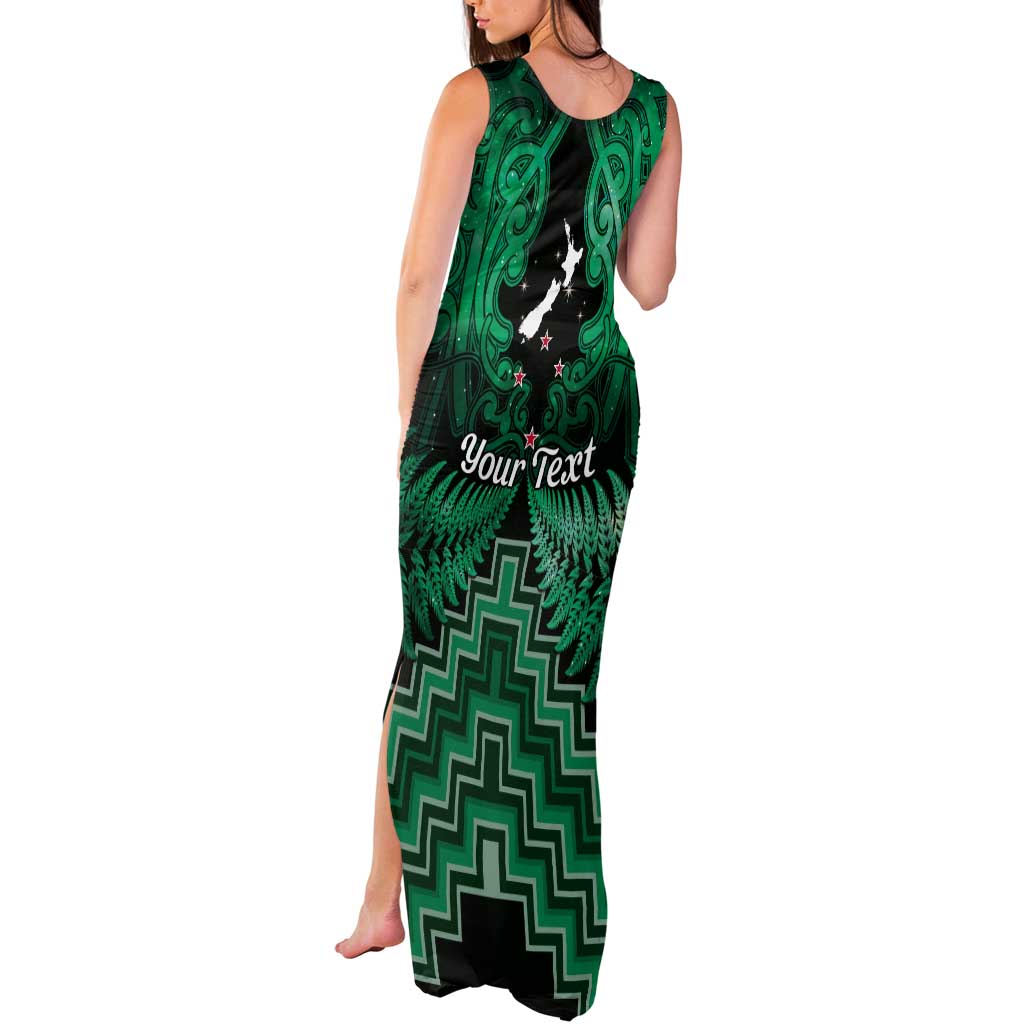 Personalised Aotearoa Matariki Tank Maxi Dress Green Fern Maori Poutama