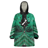 Personalised Aotearoa Matariki Wearable Blanket Hoodie Green Fern Maori Poutama