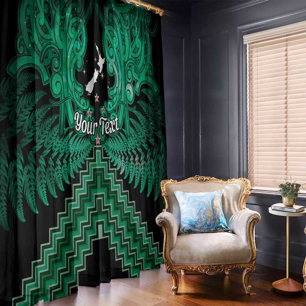 Personalised Aotearoa Matariki Window Curtain Green Fern Maori Poutama