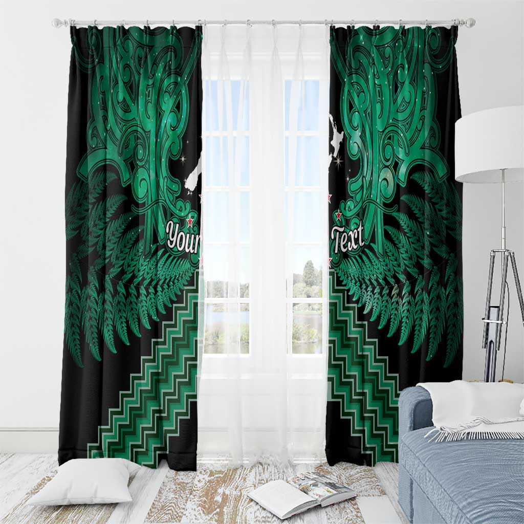 Personalised Aotearoa Matariki Window Curtain Green Fern Maori Poutama