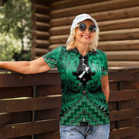 Personalised Aotearoa Matariki Women Polo Shirt Green Fern Maori Poutama