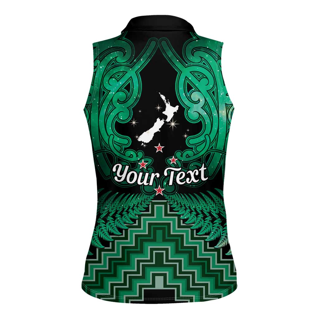 Personalised Aotearoa Matariki Women Sleeveless Polo Shirt Green Fern Maori Poutama