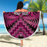 Personalised Aotearoa Matariki Beach Blanket Pink Fern Maori Poutama