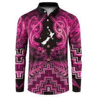 Personalised Aotearoa Matariki Button Sweatshirt Pink Fern Maori Poutama