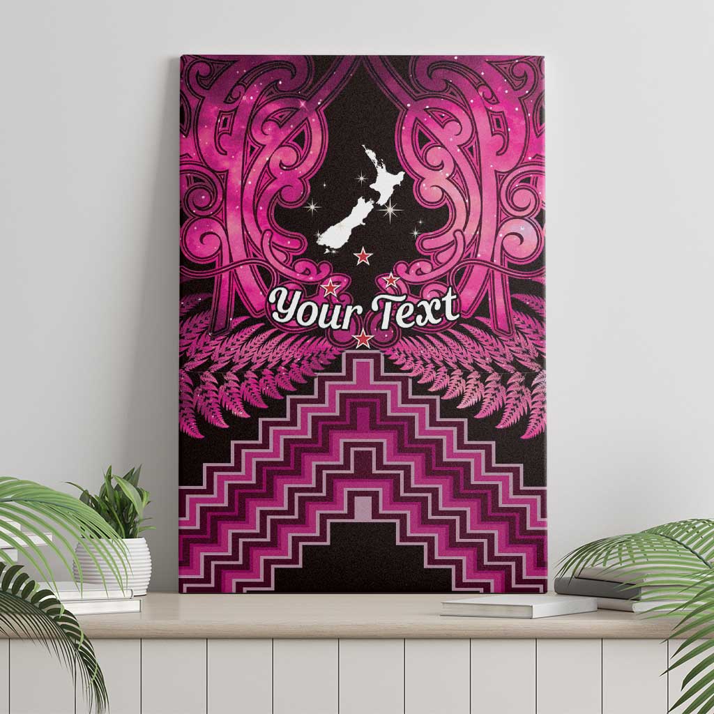 Personalised Aotearoa Matariki Canvas Wall Art Pink Fern Maori Poutama
