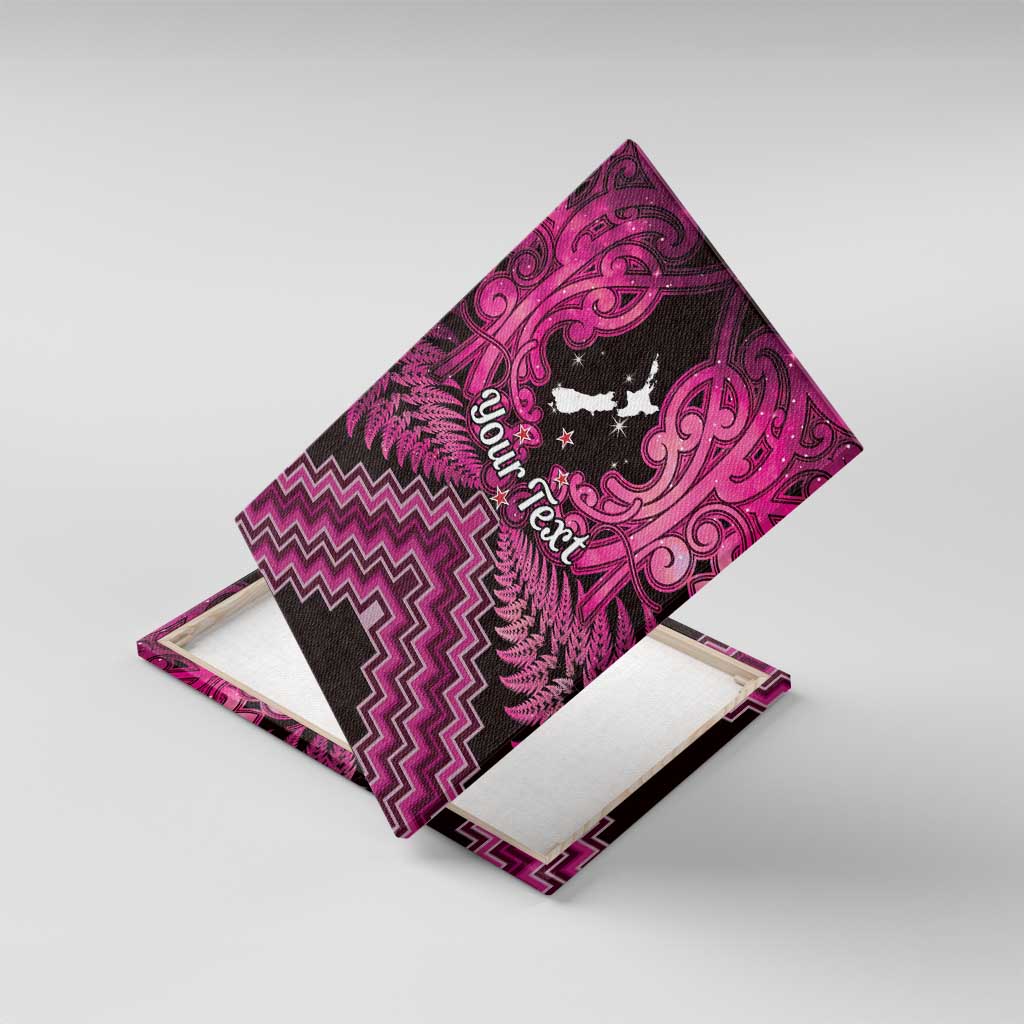 Personalised Aotearoa Matariki Canvas Wall Art Pink Fern Maori Poutama