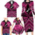 Personalised Aotearoa Matariki Family Matching Long Sleeve Bodycon Dress and Hawaiian Shirt Pink Fern Maori Poutama