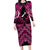 Personalised Aotearoa Matariki Family Matching Long Sleeve Bodycon Dress and Hawaiian Shirt Pink Fern Maori Poutama