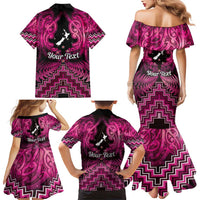 Personalised Aotearoa Matariki Family Matching Mermaid Dress and Hawaiian Shirt Pink Fern Maori Poutama
