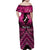 Personalised Aotearoa Matariki Family Matching Off Shoulder Maxi Dress and Hawaiian Shirt Pink Fern Maori Poutama