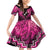 Personalised Aotearoa Matariki Family Matching Off Shoulder Short Dress and Hawaiian Shirt Pink Fern Maori Poutama