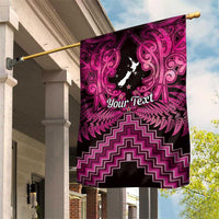 Personalised Aotearoa Matariki Garden Flag Pink Fern Maori Poutama