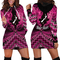 Personalised Aotearoa Matariki Hoodie Dress Pink Fern Maori Poutama