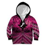 Personalised Aotearoa Matariki Kid Hoodie Pink Fern Maori Poutama