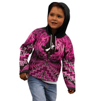 Personalised Aotearoa Matariki Kid Hoodie Pink Fern Maori Poutama