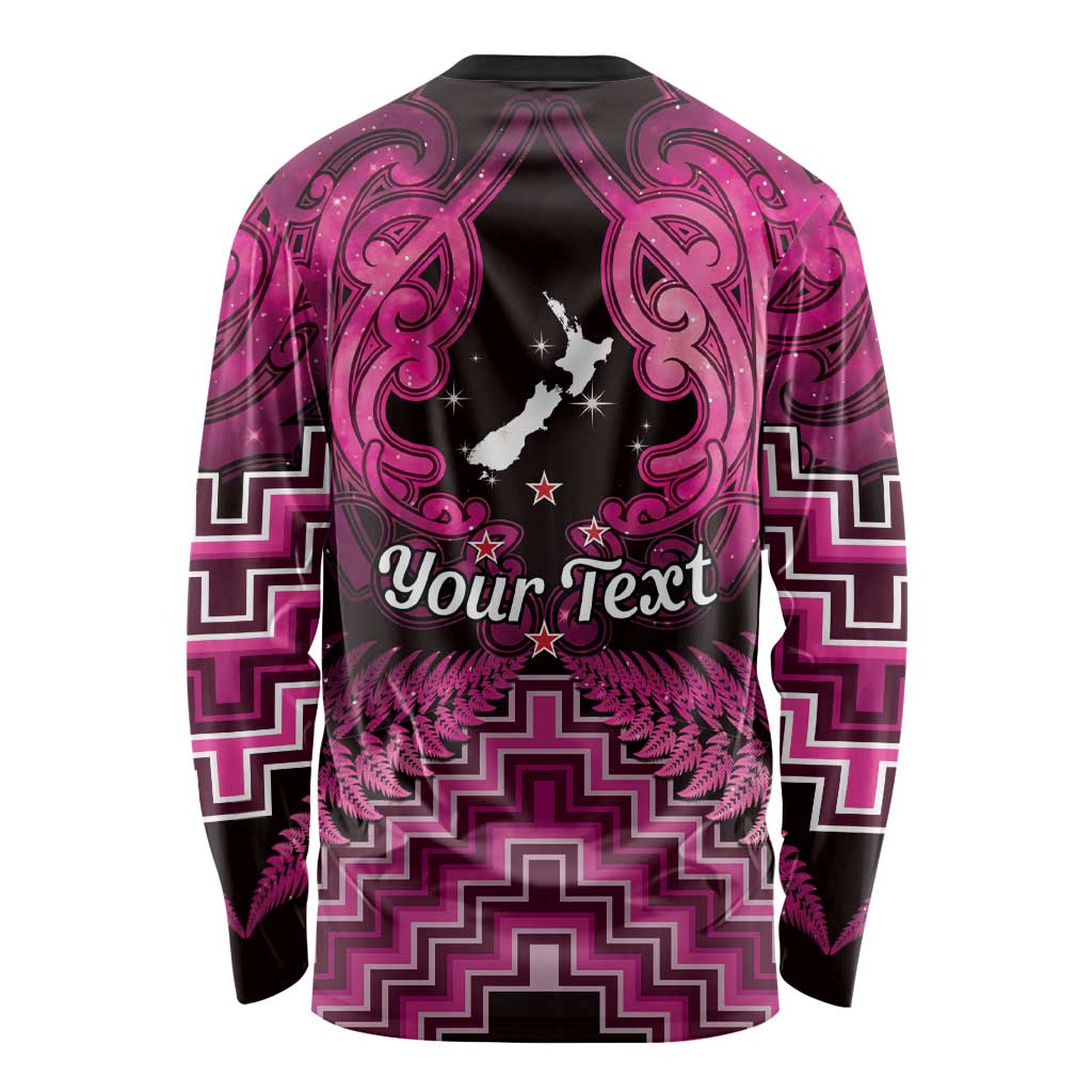 Personalised Aotearoa Matariki Long Sleeve Shirt Pink Fern Maori Poutama