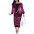 Personalised Aotearoa Matariki Off The Shoulder Long Sleeve Dress Pink Fern Maori Poutama