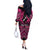 Personalised Aotearoa Matariki Off The Shoulder Long Sleeve Dress Pink Fern Maori Poutama