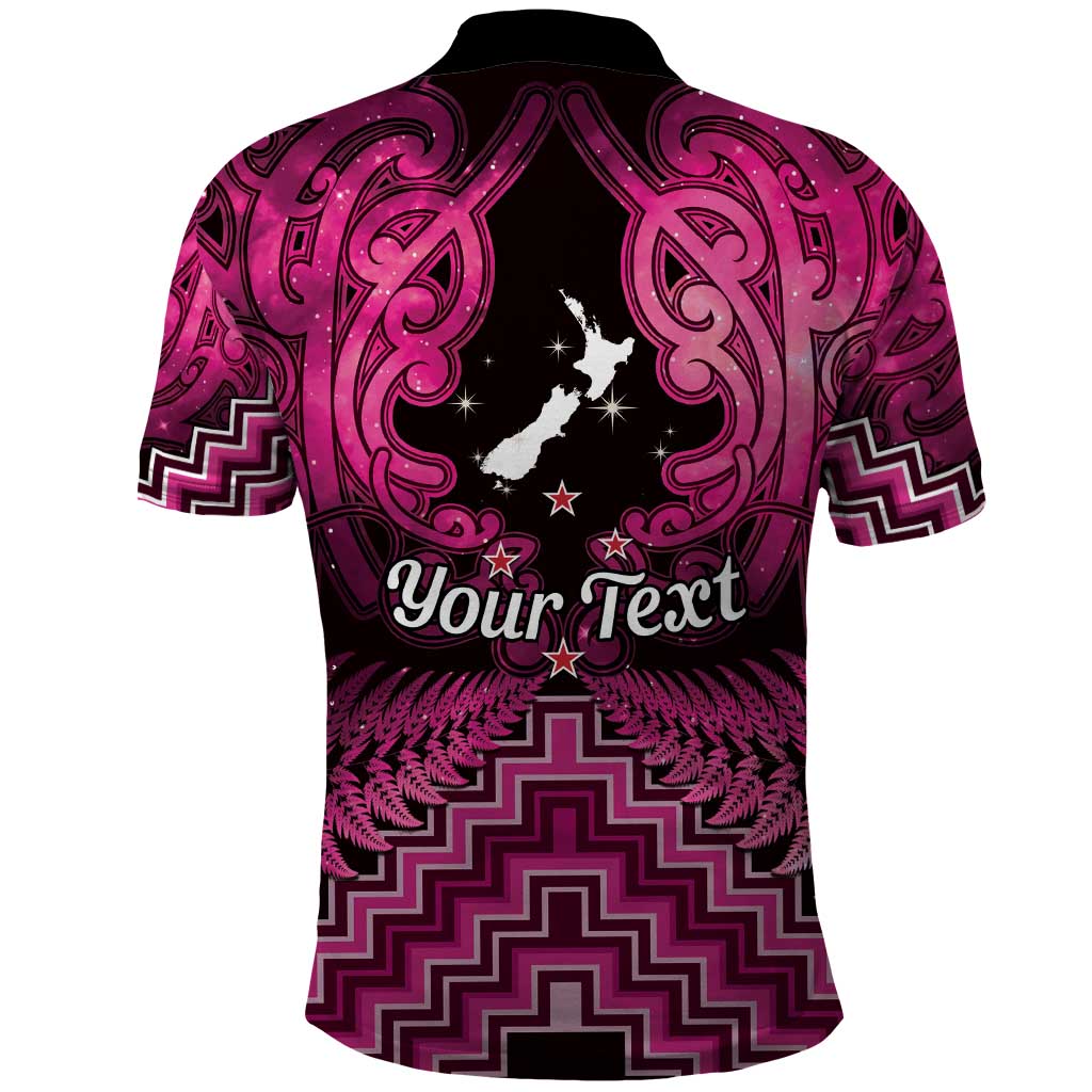 Personalised Aotearoa Matariki Polo Shirt Pink Fern Maori Poutama