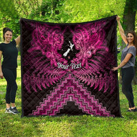Personalised Aotearoa Matariki Quilt Pink Fern Maori Poutama