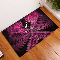 Personalised Aotearoa Matariki Rubber Doormat Pink Fern Maori Poutama