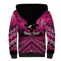 Personalised Aotearoa Matariki Sherpa Hoodie Pink Fern Maori Poutama