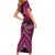 Personalised Aotearoa Matariki Short Sleeve Bodycon Dress Pink Fern Maori Poutama