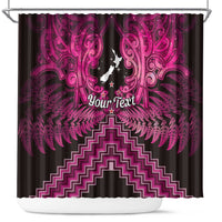 Personalised Aotearoa Matariki Shower Curtain Pink Fern Maori Poutama