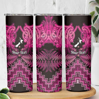 Personalised Aotearoa Matariki Skinny Tumbler Pink Fern Maori Poutama