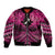 Personalised Aotearoa Matariki Sleeve Zip Bomber Jacket Pink Fern Maori Poutama