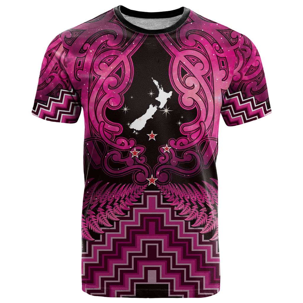 Personalised Aotearoa Matariki T Shirt Pink Fern Maori Poutama
