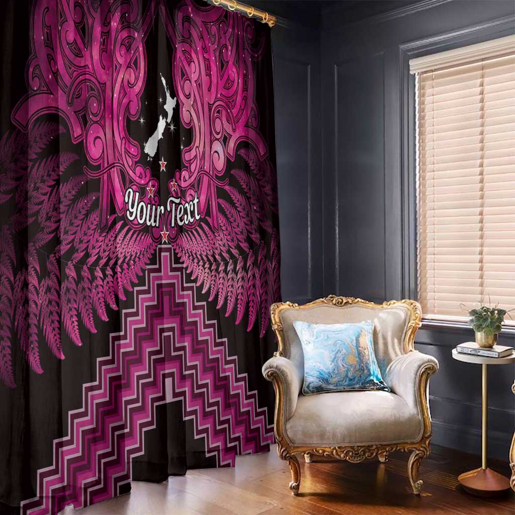 Personalised Aotearoa Matariki Window Curtain Pink Fern Maori Poutama