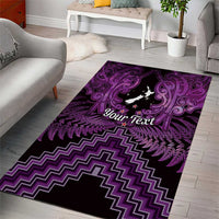 Personalised Aotearoa Matariki Area Rug Purple Fern Maori Poutama