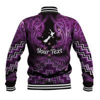 Personalised Aotearoa Matariki Baseball Jacket Purple Fern Maori Poutama