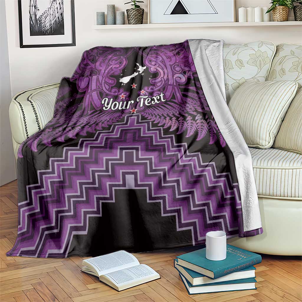 Personalised Aotearoa Matariki Blanket Purple Fern Maori Poutama