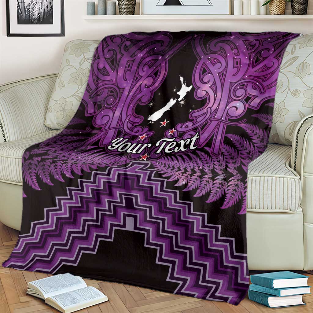 Personalised Aotearoa Matariki Blanket Purple Fern Maori Poutama