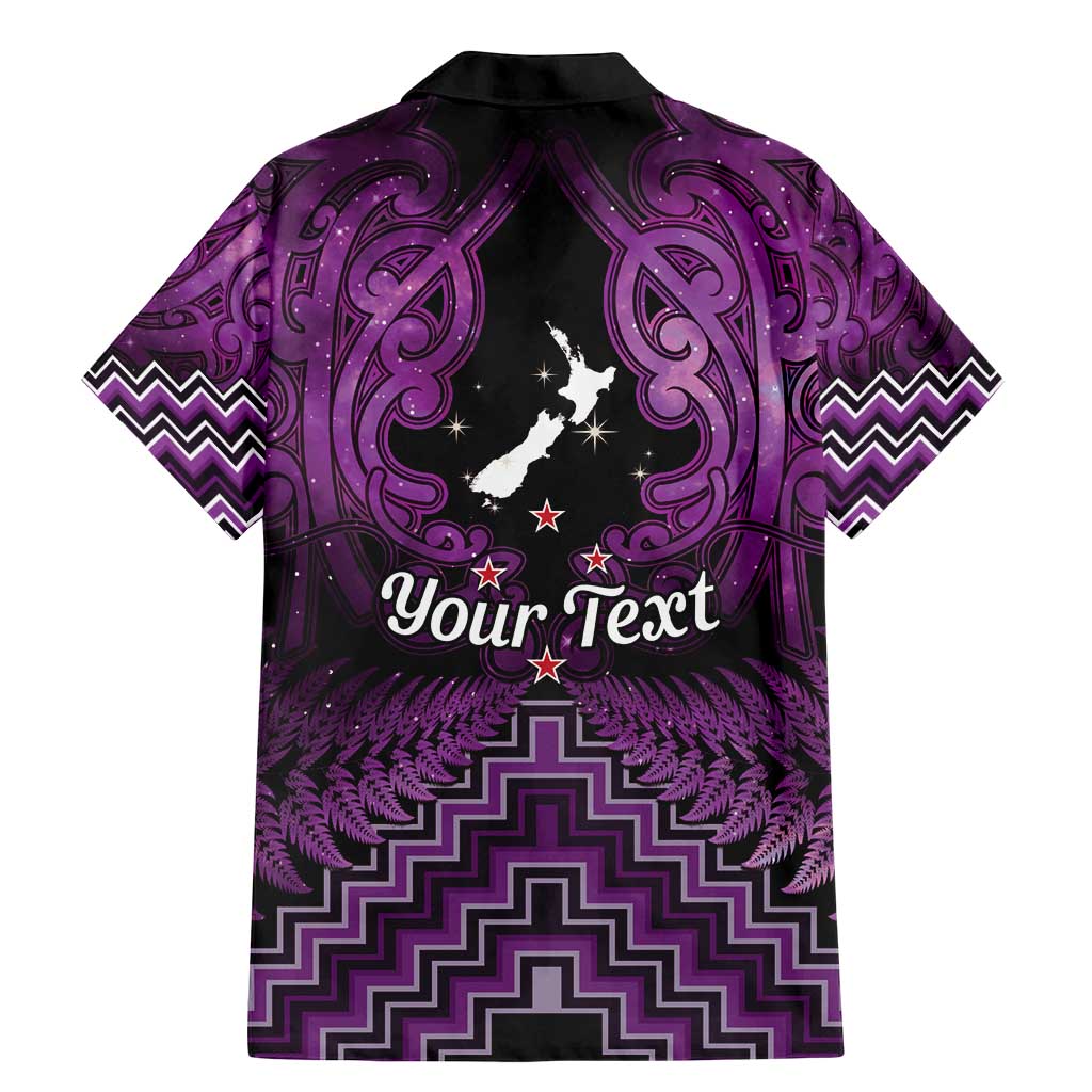Personalised Aotearoa Matariki Family Matching Mermaid Dress and Hawaiian Shirt Purple Fern Maori Poutama