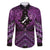 Personalised Aotearoa Matariki Family Matching Short Sleeve Bodycon Dress and Hawaiian Shirt Purple Fern Maori Poutama