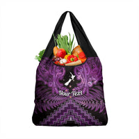 Personalised Aotearoa Matariki Grocery Bag Purple Fern Maori Poutama