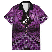 Personalised Aotearoa Matariki Hawaiian Shirt Purple Fern Maori Poutama