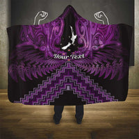 Personalised Aotearoa Matariki Hooded Blanket Purple Fern Maori Poutama