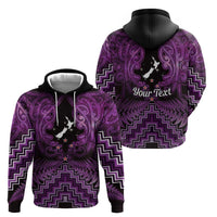 Personalised Aotearoa Matariki Hoodie Purple Fern Maori Poutama