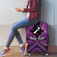 Personalised Aotearoa Matariki Luggage Cover Purple Fern Maori Poutama
